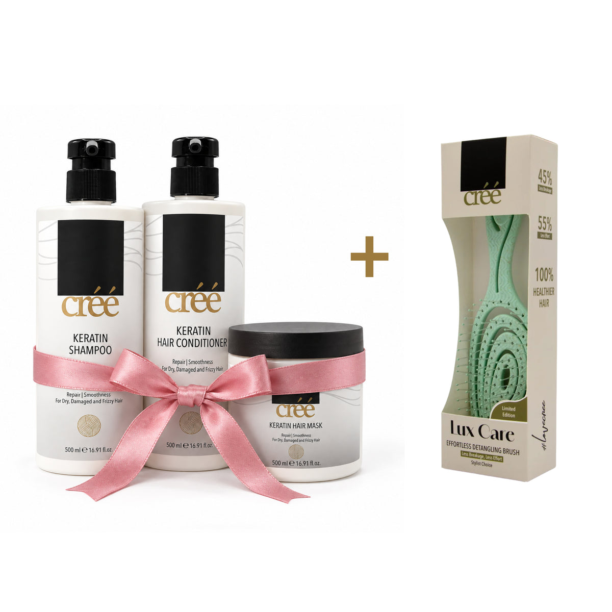 Créé Keratin Repair Combo — Shampoo, Conditioner & Hair Mask + Free $10 Brush