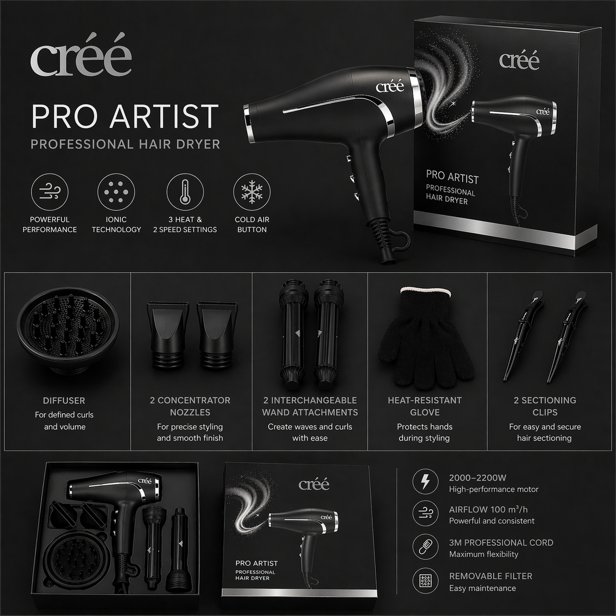 Créé Pro Artist Hair Dryer