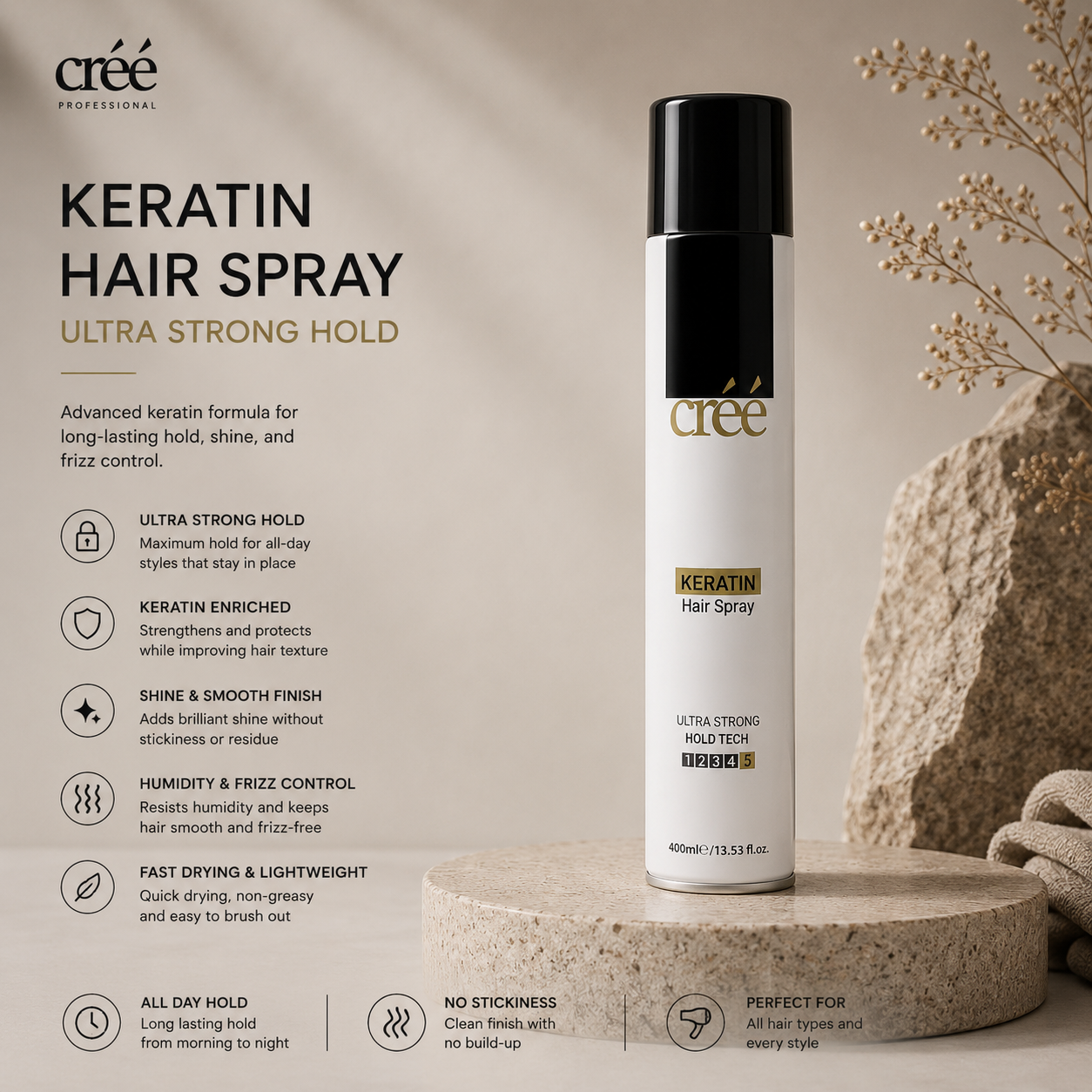 Créé Keratin Hair Spray – Ultra Strong Hold